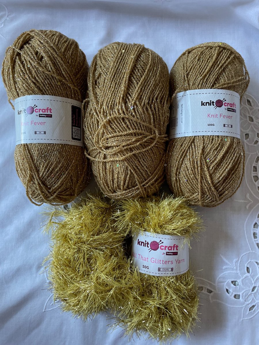Gold Sparkle Yarn Bundle Job Lot Knit Craft Knit Fever DK Gold Chunky Glitter