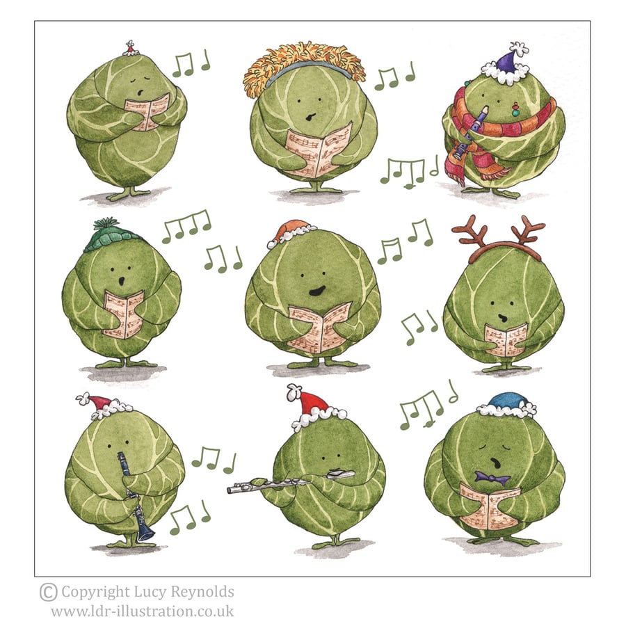 Pack of 12 Singing Sprouts Christmas Cards