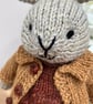 Hand Knitted Rabbit in Rust Textured Dress - Image 2