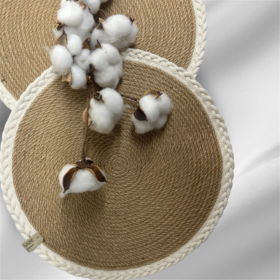 Sets Jute Placemats Table linen Serving Tableware Kitchen Tablemats handmade nat