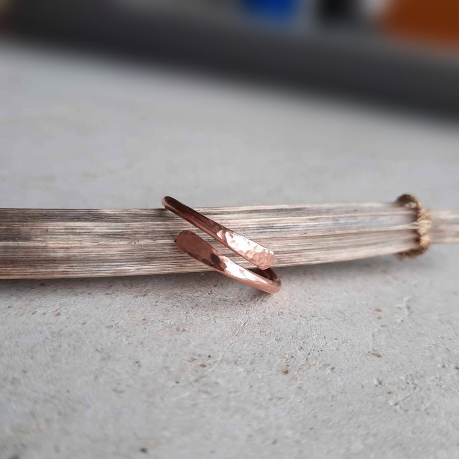 Hammered Copper Wrap Around Ring - Adjustable