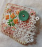 Orange flower textile brooch - Image 3