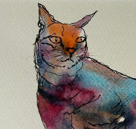 Kingly - original watercolour based on the game 'The Minister's Cat'