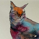 Kingly - original watercolour based on the game 'The Minister's Cat'