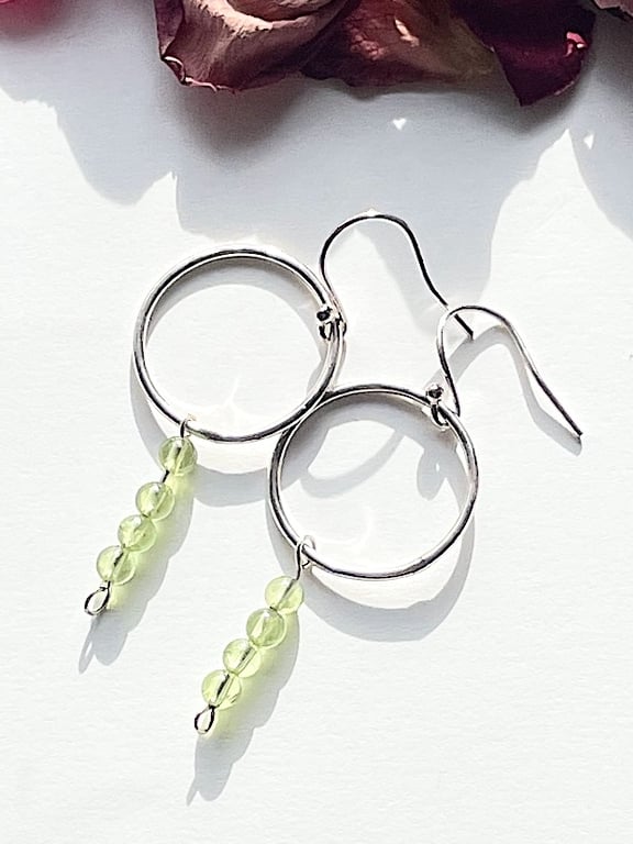 Peridot and sterling silver drop earrings 
