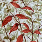 MidCentury Retro Red Green Leaf 50s 60s Vintage Fabric DIY Cushion