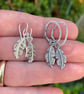 Small handmade silver feather earrings oxidised or bright finish - Image 3