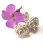 Sterling Silver Rose Stud Earrings - Image 5