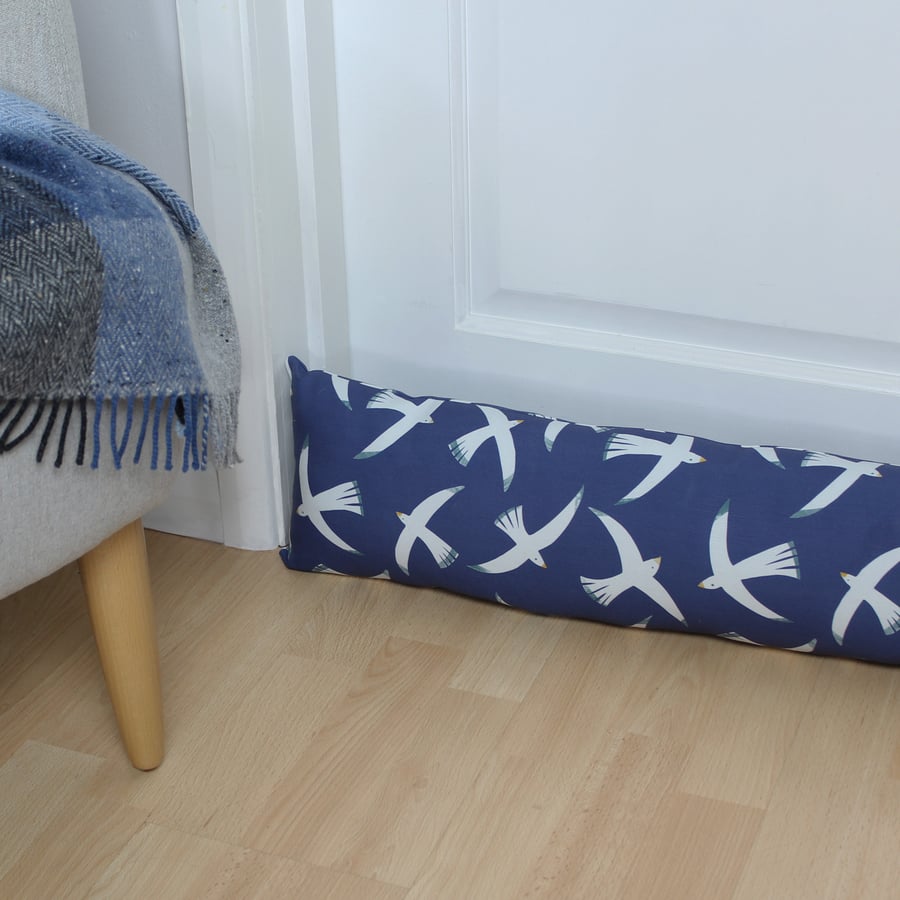 Blue 'Flight' Birds Fabric Draught Excluder