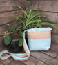 Upcycled Coffee Sack - Mini Shoulder Bag - Blue with floral panel - Image 4