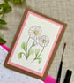Blank greeting card, daisy flowers hand painted, original artwork. 