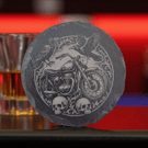 Gothic Motorbike Slate Coaster – Biker Gift with Skull & Raven Design