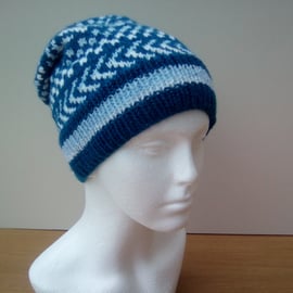 Slouch fair isle pull on hat