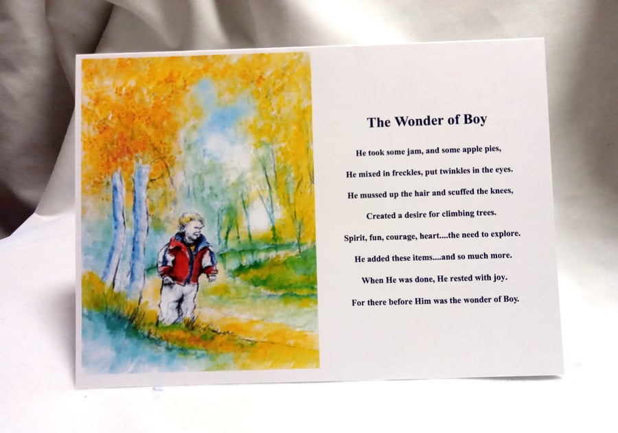 original hand painted print the wonder of Boy Card for charity
