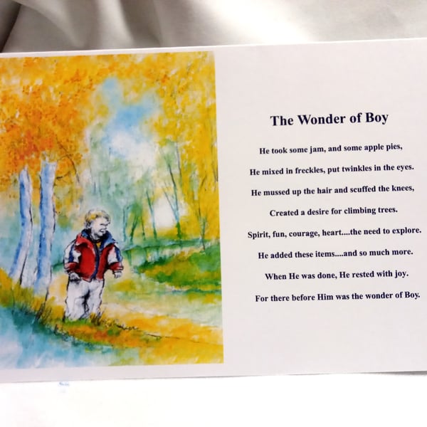 original hand painted print the wonder of Boy Card for charity