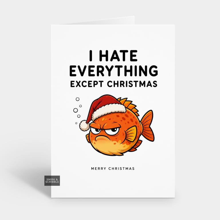 Funny Christmas Card - Grumpy Fish