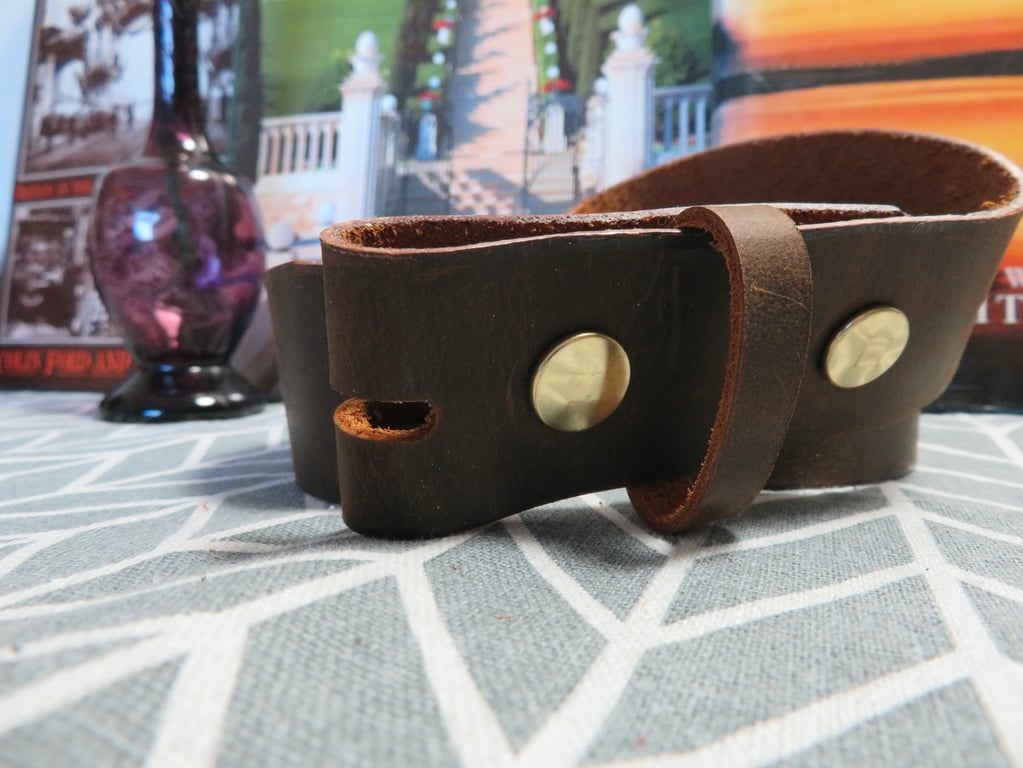 Dark Brown 38mm real leather belt buckle with pin buckle