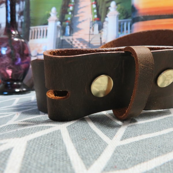Dark Brown 38mm real leather belt buckle with pin buckle