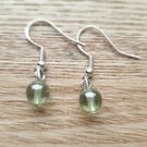 Green Recycled Glass Bubble Bead Earrings on Sterling Silver Ear Wires 
