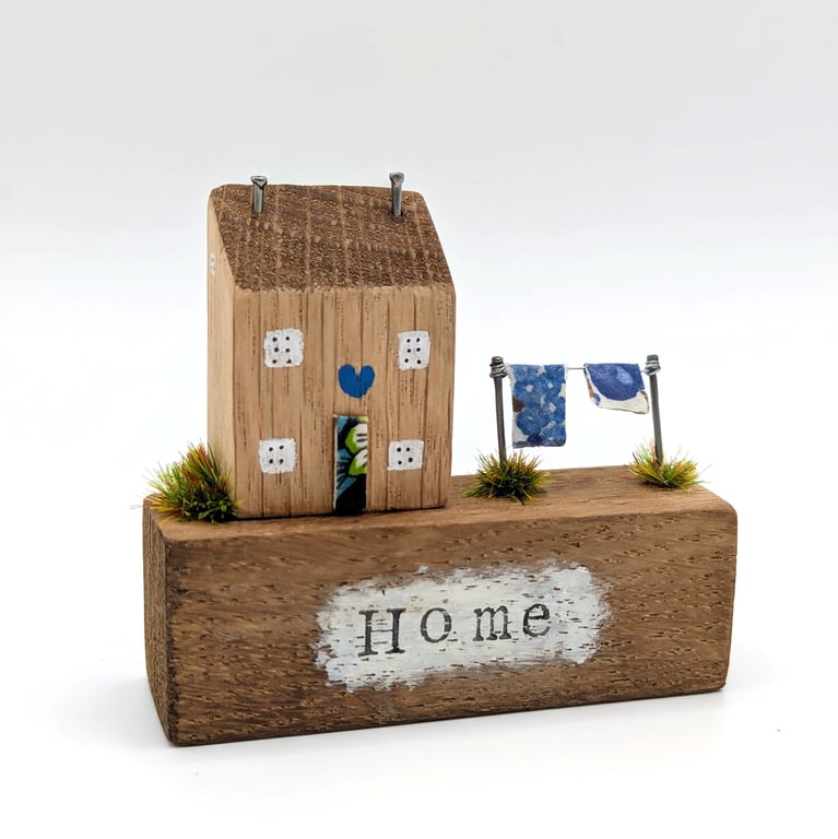 Handmade Tiny Oak Cottage Home Decor 'Home' 