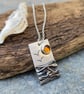 Silver mountains, landscape pendant with amber sun  - Image 1