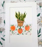 Summer Seconds House plant original gouache painting A4 mounted