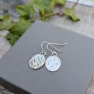 Sterling Silver Oval Disc Earrings with Oval Pattern - JBJ1098