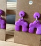 Handmade polymer clay large purple scalloped circle dangly earrings