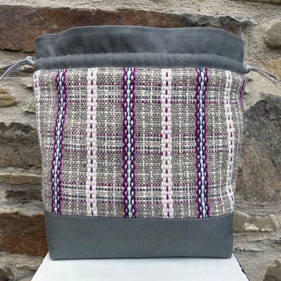 Image of Cariad Bag - Berry range. Damson, Dusky Lilac & Prussian Blue.Handwoven in Wales