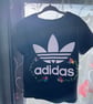 Hand Embellished Children’s adidas T-Shirt – Floral Embroidered Logo – Age 3–4 Y