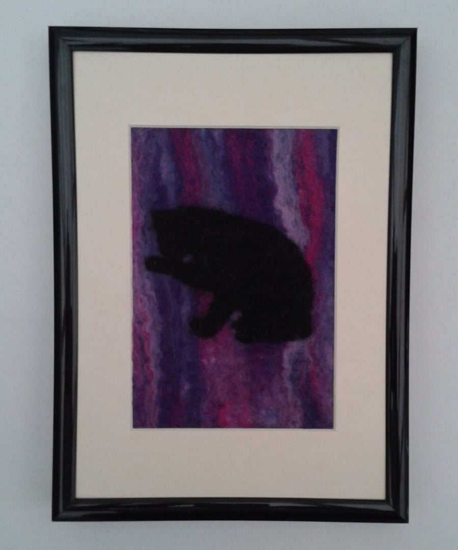 Felted Picture "Contented Cat"