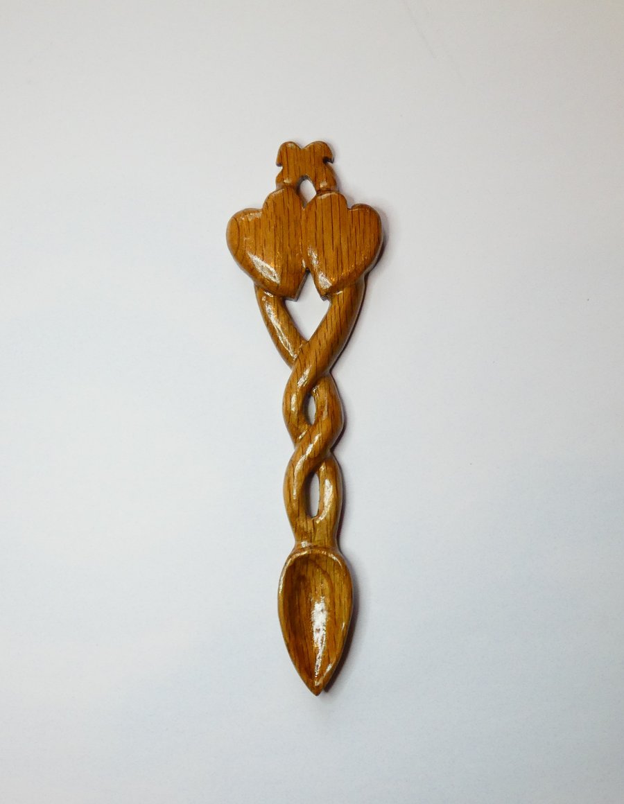 Welsh Love Spoon Handcrafted from Oak 