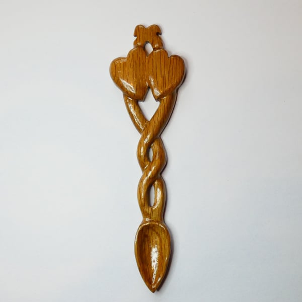 Welsh Love Spoon Handcrafted from Oak 