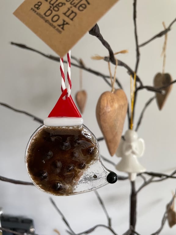  Fused glass Christmas hedgehog Santa hat gift
