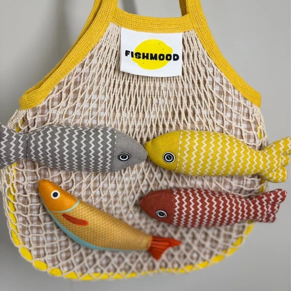 Yellow mesh fishmood bag
