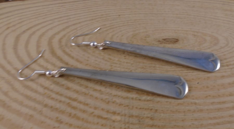 Upcycled Silver Plated Rattail Sugar Tong Handle Earrings SPE072007