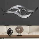 Modern Stainless Steel Wave Wall Sculpture with Polished Centre – Textured Metal