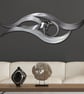 Modern Stainless Steel Wave Wall Sculpture with Polished Centre – Textured Metal