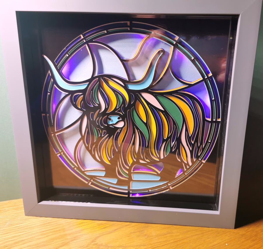 Nightlight, Light Box, Highland Cow, Wall Hanging
