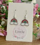 Rainbow Dangle Earrings, Enamel Dreamy Charms, Handmade Jewellery