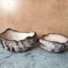 Clay Bark Bowls, Rustic Ceramics, Hand Built Organic Wabi Sabi Home Decor