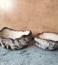 Hand Built Pair of Clay Bark Bowls, Hand Painted Rustic Pottery, Wabi Sabi - Image 3