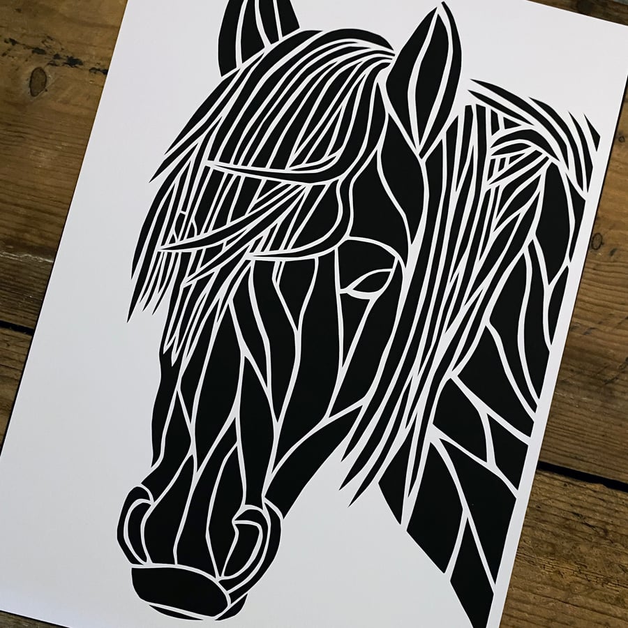 New Forest Pony Paper Cut A4