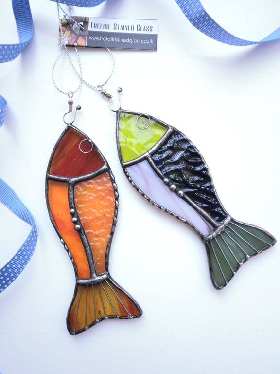 Stained Glass Fish Ornament