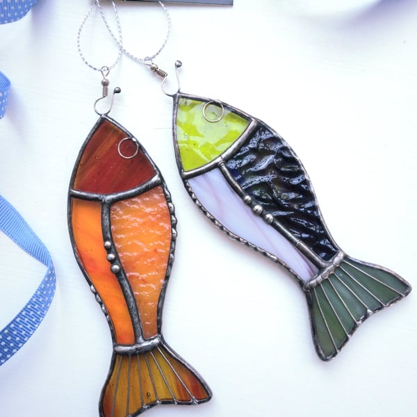 Stained Glass Fish Ornament
