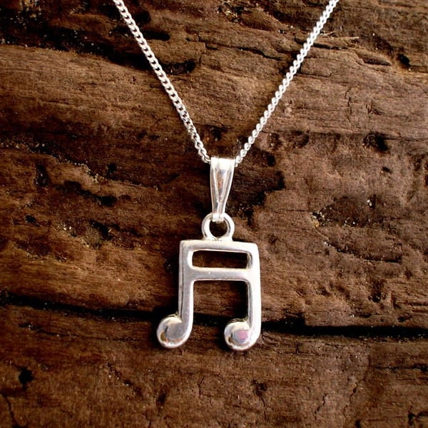 Silver Semiquaver pendant, Semiquaver Necklace, Music note pendant, Handmade, Mu