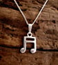 Silver Semiquaver pendant, Semiquaver Necklace, Music note pendant, Handmade, Mu