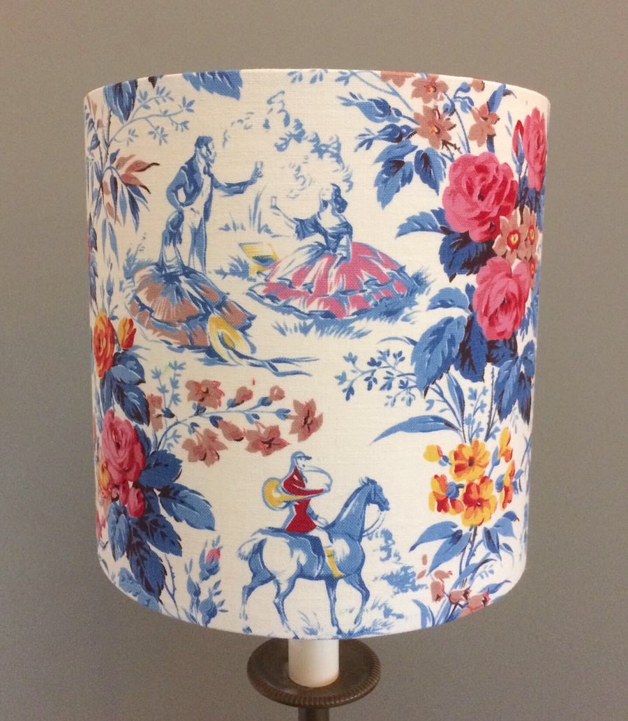 Horses Lords and Ladies Marignon French fabric Vintage Fabric Lampshade option