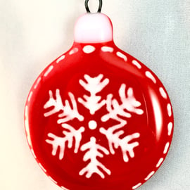 Scandinavian Style Fused Glass Christmas Tree Decoration 