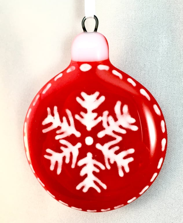 Scandinavian Style Fused Glass Christmas Tree Decoration 